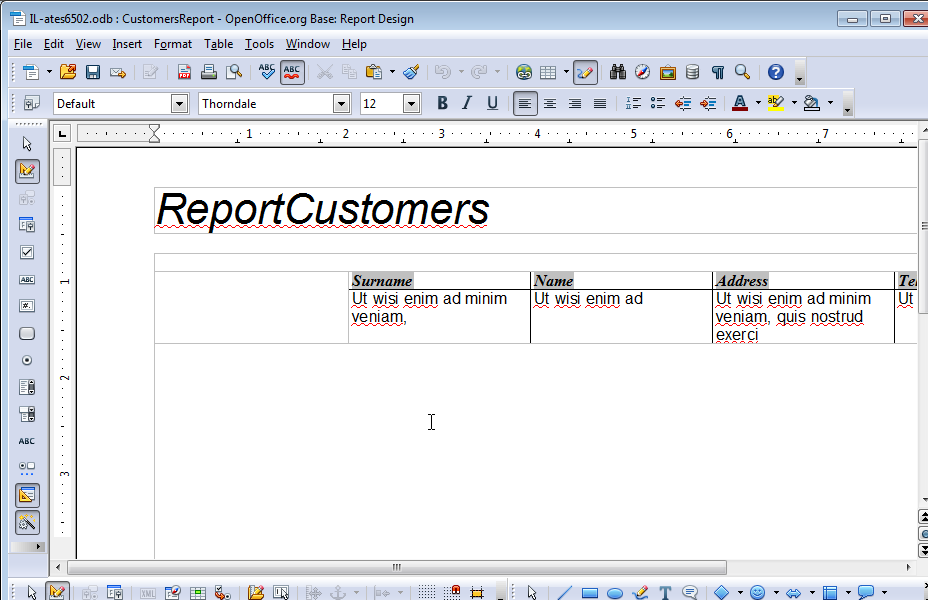 Insert a field displaying the current date in the header of the already opened report. Do not close the report.