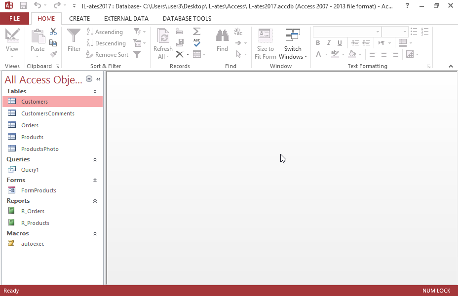 Insert a new field in Query1. Create a new expression that will display the result of the calculation between the isNew fields of the Products and Customers tables using the AND operator. Use the text isnewresult as name for the new field. Save the query.