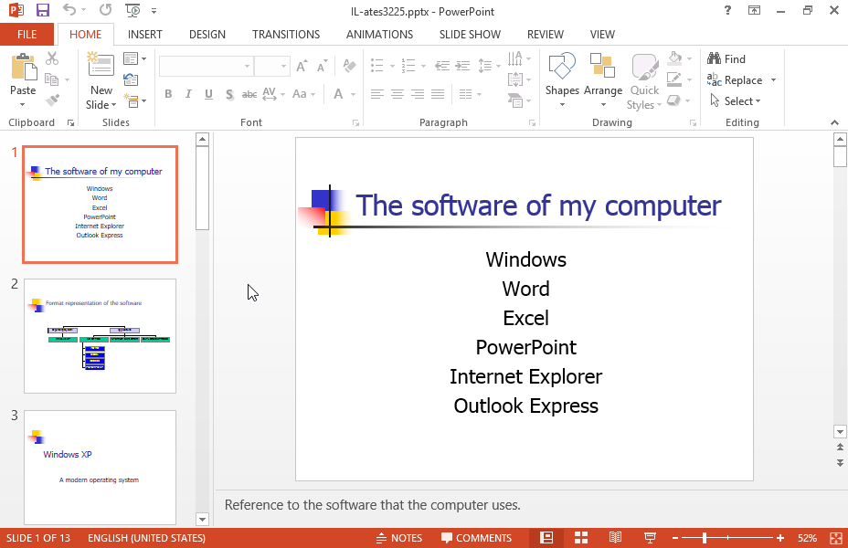 Insert an action button in the first slide of the current presentation so that the third slide appears when the user clicks it once. Insert an action button in the first slide of the current presentation so that the third slide appears when the user clicks it once.