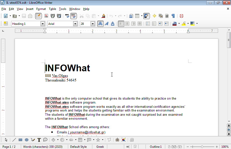 Insert the symbol ® in the end of the word INFOWhat appearing in the document Heading.