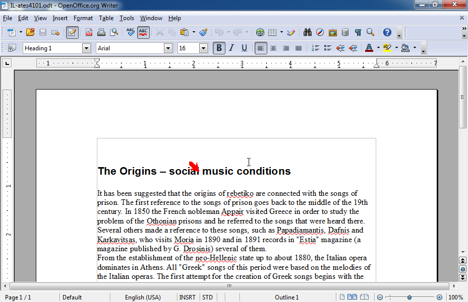 Insert the word and in the first paragraph of the text so that it reads The Origins - social and music conditions