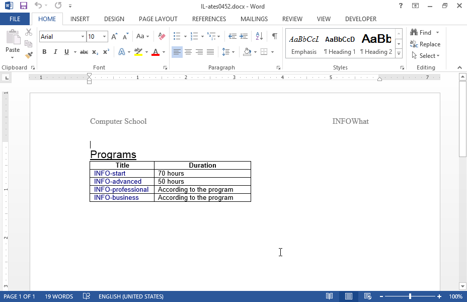 Merge the cells which display the text According to the program.