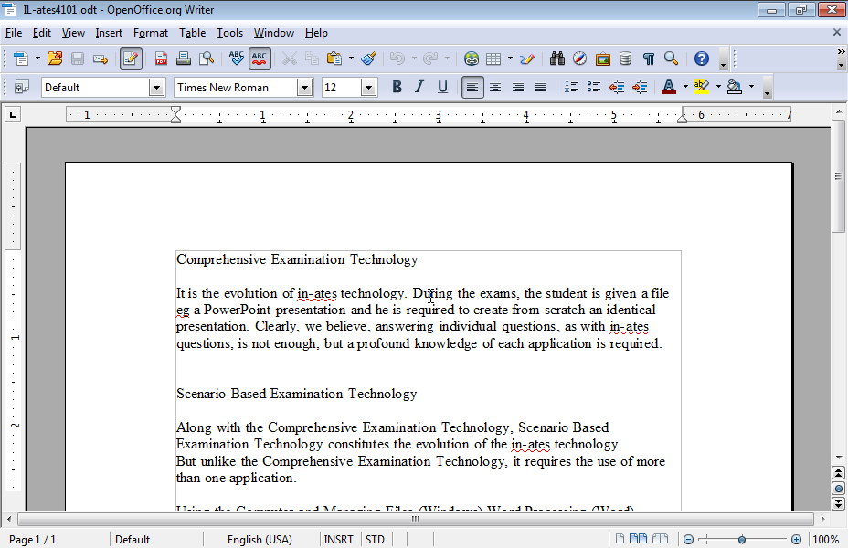 Navigate from Desktop to IL-ates\OO_Writer folder and open the image Exercise.jpg. Then apply all necessary formats on the document appearing on your screen, so that it looks like the document appearing on image Exercise.jpg. You don’t need to draw frames and arrows; they appear only for your instructions.