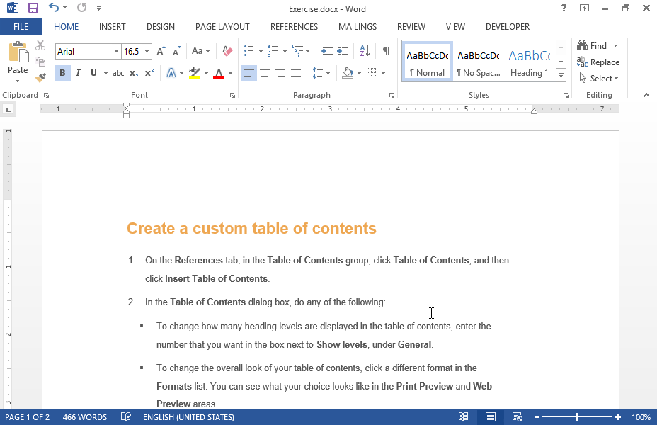 Navigate from Desktop to IL-ates\Word folder and open the file Exercise.pdf. Then apply all necessary formats on the document which appears on your screen, so that it looks like the document which appears on file Exercise.pdf. Make sure that the date displayed on the footer is always the current one.