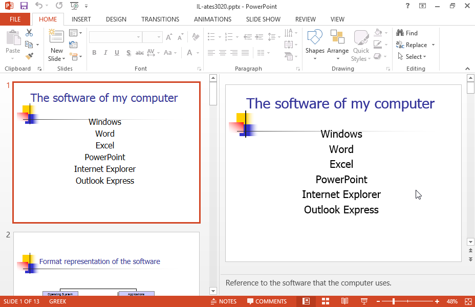 Navigate to the POWERPOINT 2000 slide and insert a new slide in [T=Title and Content] layout. Then enter the text POWERPOINT 2000 Market Share as title of the new slide. 
Apply 44pt font size to the text POWERPOINT 2000 and place it in the 1st line of the title. Then apply 28pt font size to the text Market Share and place it in the 2nd line of the title.