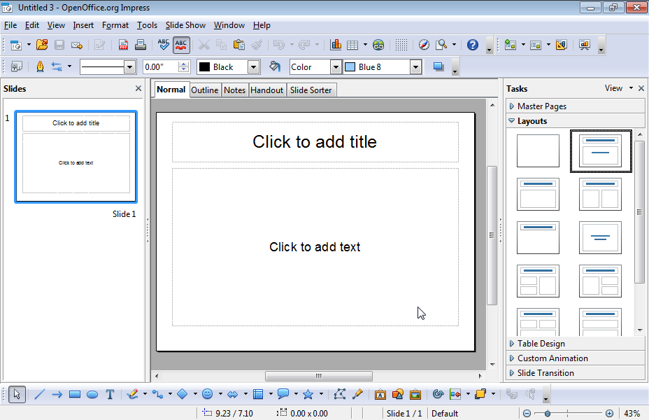 Of the existing OpenOffice open applications close the Writer only.