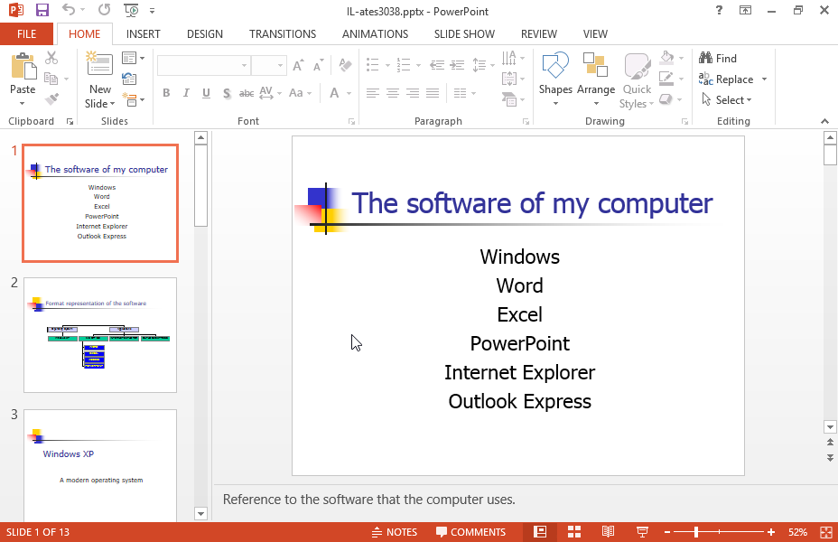 On the slide titled EXCEL 2000 Presentation of some features delete the text box which contains the text Graphs creation.