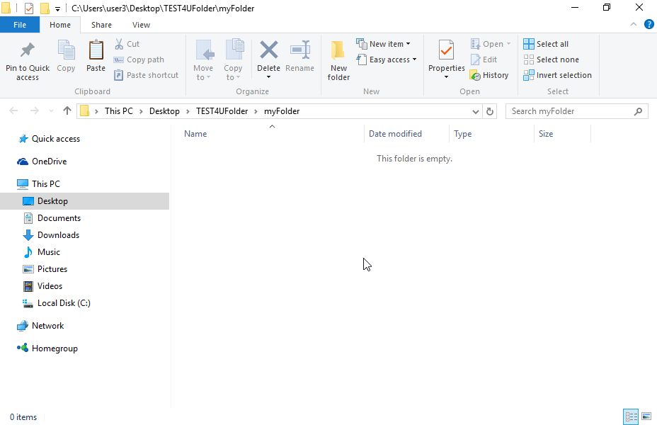 Paste all files kept in the clipboard to the TEST4UFolder\myFolder folder of your desktop.