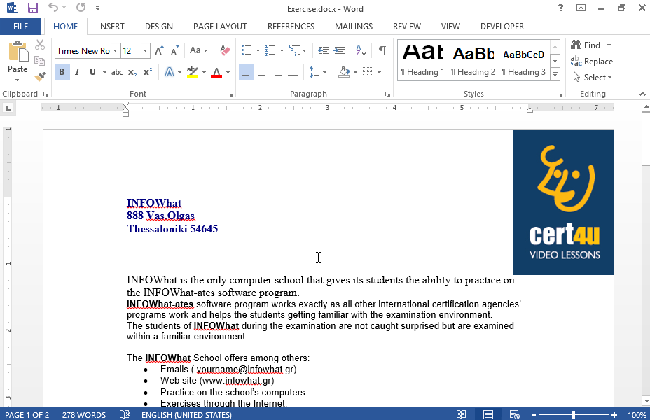 Replace the word computer with the word PC as many times as it appears in the entire text using track changes.
Replace the word program with the word application as many times as it appears in the paragraph which begins with the phrase INFOWhat is the only....
Make sure the above changes are visible on the text (display both new entries and deleted words next to them).