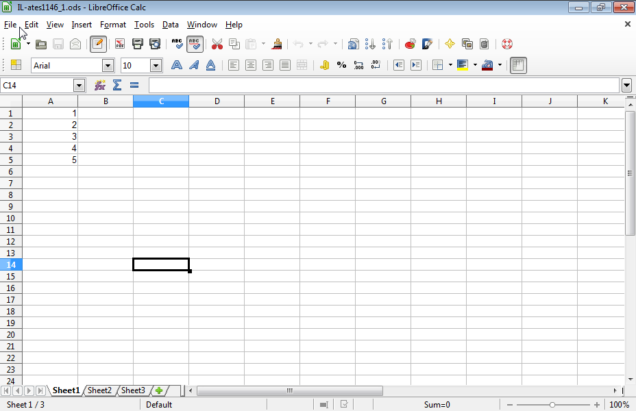 Save the active spreadsheet using the name mytemplate.ots as template in the IL-ates\LO_Calc folder on the desktop.