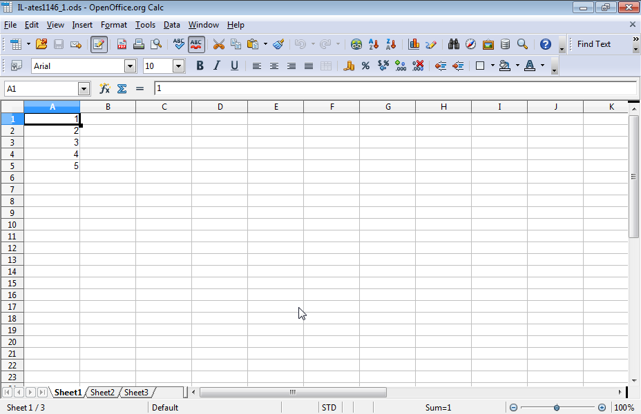 Save the active spreadsheet using the name mytemplate.ots as template in the IL-ates\OO_Calc folder on the desktop.