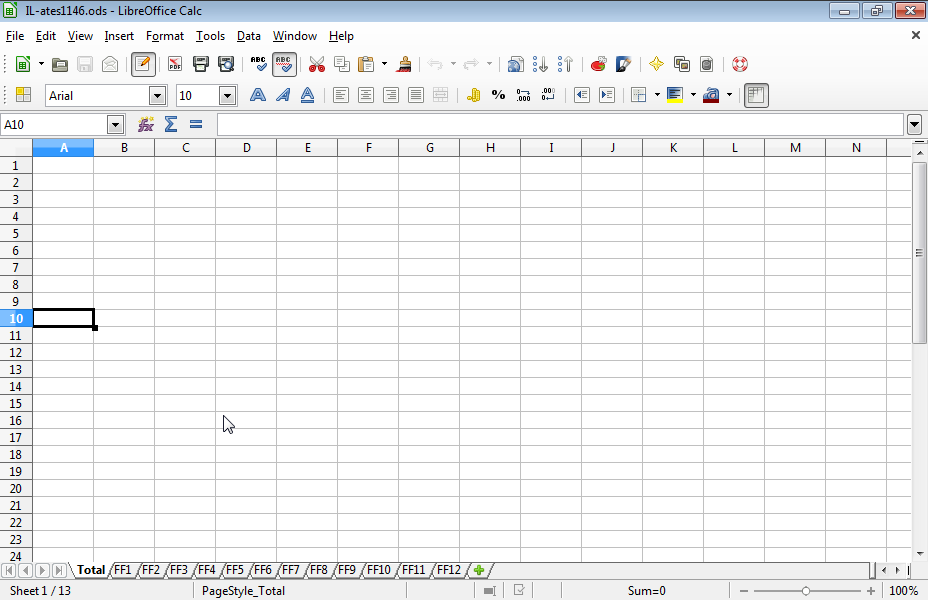 Select the FF1, FF2 and FF4 spreadsheets.