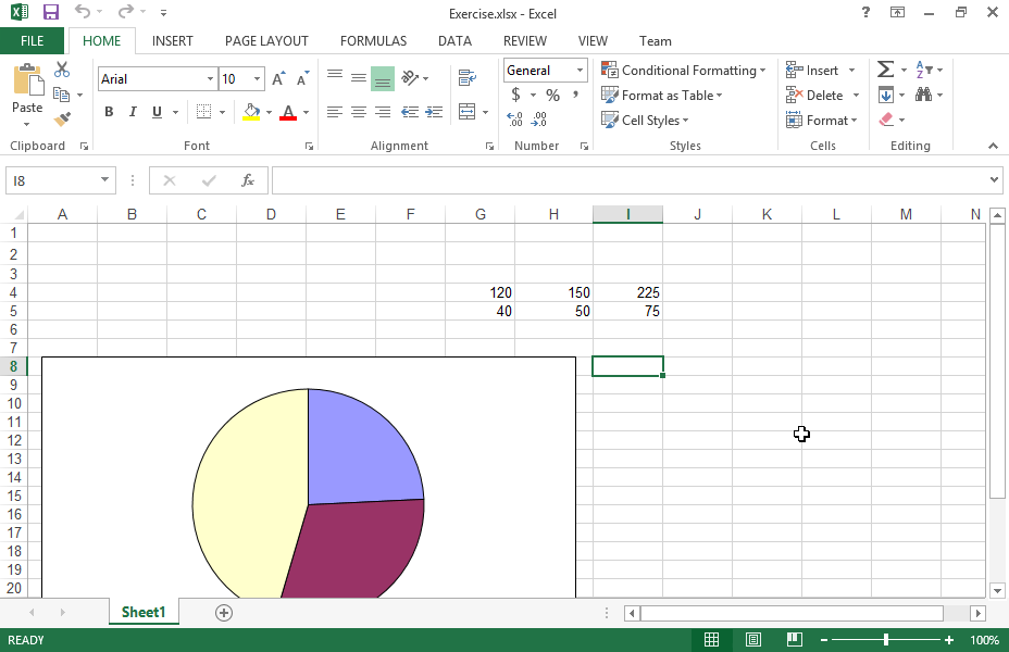 Select the chart of the active worksheet.