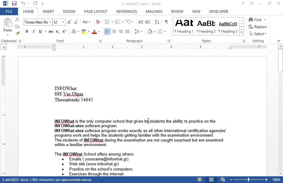 Select the first row of the table which appears on the first page of the current document.