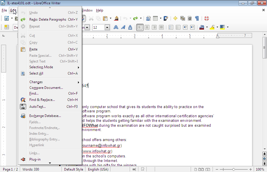 Select the whole document and delete it. Select the whole document and delete it.