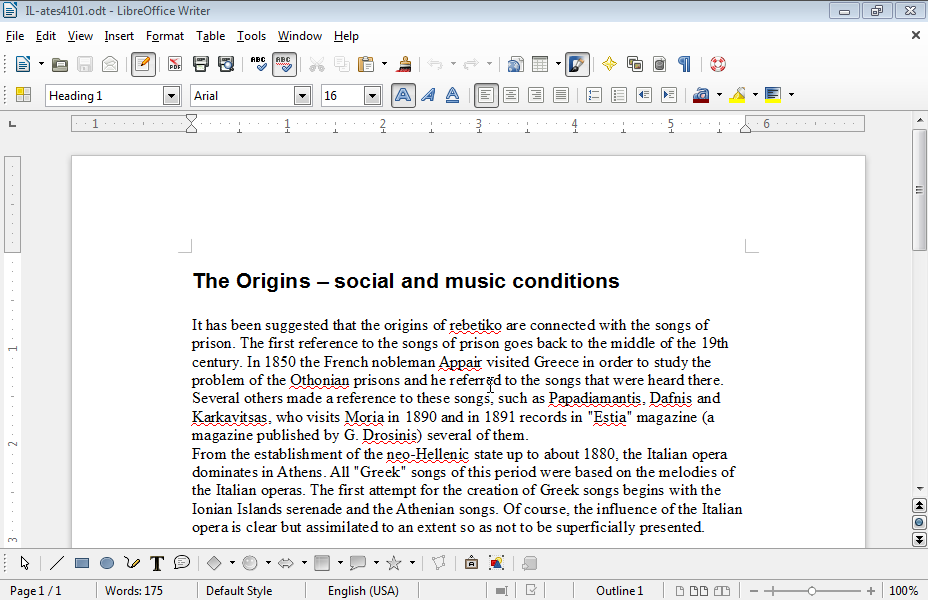 Set a tab stop using right alignment in 5.5 inches in the paragraph The Origins - social and music conditions. Make sure that the text ends to it.