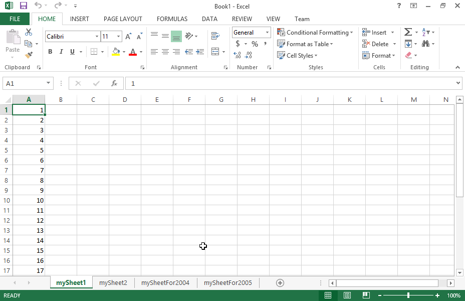 Set the order of the sheets as follows:
1) mySheetFor2004
2) mySheet2
3) mySheetFor2005
4) mySheet1. Set the order of the sheets as follows:
1) mySheetFor2004
2) mySheet2
3) mySheetFor2005
4) mySheet1.