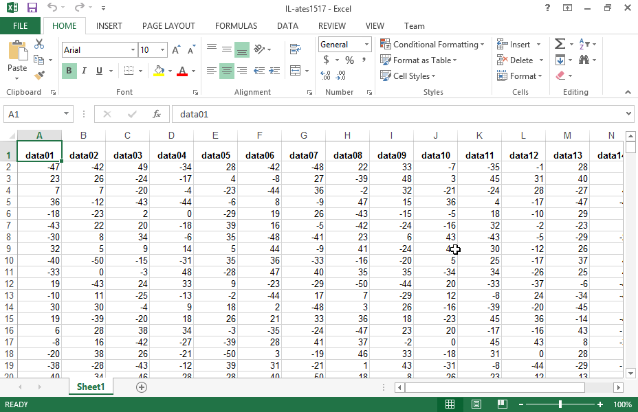 Sort all data of the active worksheet firstly by column data01 then by column data02 and then by column data03. Apply all sortings in ascending order.