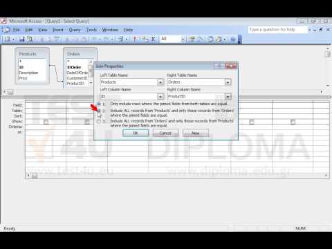 Create a new query named Ord50 that will display the Description field of the Products table, where the value of the Quantity field of the Orders table records is set to 30. Create a new query named Ord50 that will display the Description field of the Products table, where the value of the Quantity field of the Orders table records is set to 30.
