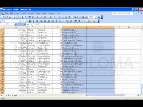 Copy the full names of the clients to the cell range F2:F201 without copying the functions.