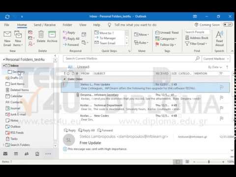 Move the email displayed in the Secretary subfolder into the Sent Items folder.