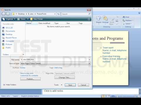 Save the current presentation as web page with the name IL_ates3094.htm to the IL-ates\PowerPoint folder on your desktop.