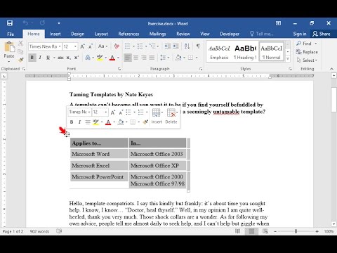 Align the table which appears on the first page on the right and set wrap text around.