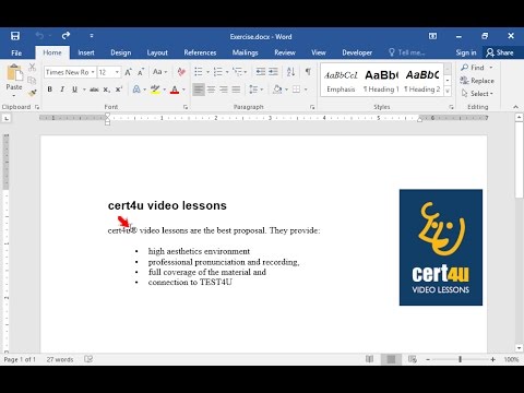 Apply font shadow and small capital letters on the paragraph which begins with the phrase cert4u video lessons are the... Select the symbol which appears after the word cert4u in the same paragraph and apply superscript effect on it.