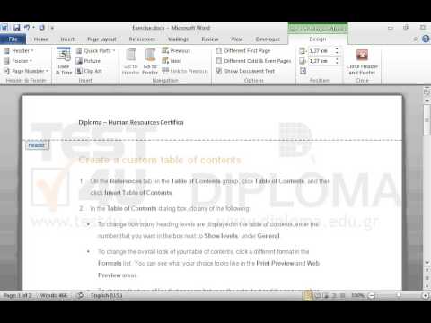 Navigate from Desktop to IL-ates\Word folder and open the file Exercise.pdf. Then apply all necessary formats on the document which appears on your screen, so that it looks like the document which appears on file Exercise.pdf. Make sure that the date displayed on the footer is always the current one.