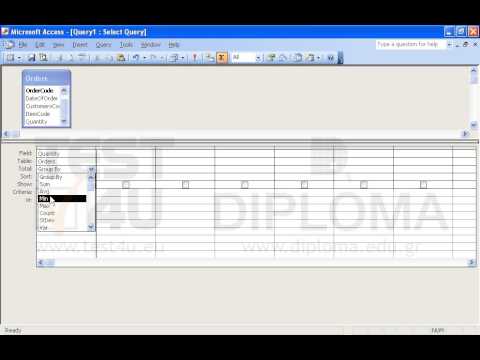 Create a new query named min_q to display the minimum quantity contained in the Orders table. Use the text min1 as name of the calculated field.