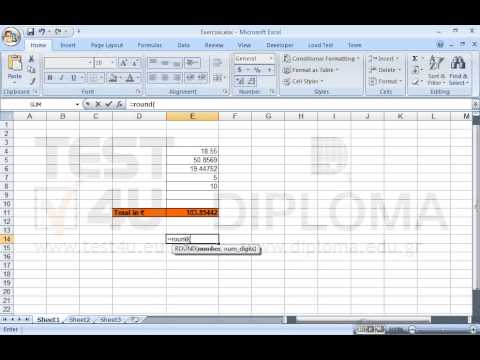 Use the appropriate function in the cell E14 to round the contents of the cell E11 to two decimal places.