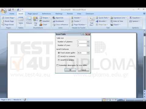 Insert a table with 13 columns and 15 rows into the already opened document. Insert a table with 13 columns and 15 rows into the already opened document.