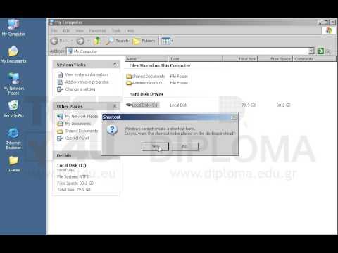 Create a shortcut of the hard disk C:\ on your desktop under the name myDriveC Create a shortcut of the hard disk C:\ on your desktop under the name myDriveC