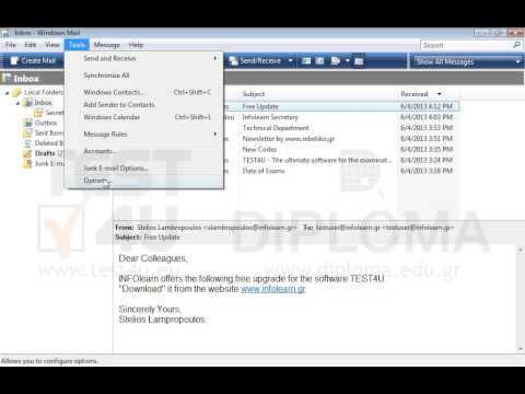 Configure Windows Mail so that email messages are sent and received on startup.