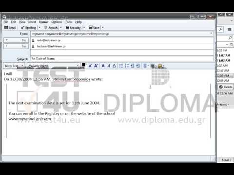 Reply to all recipients appearing in the message with subject Date of Exams located in your Inbox. Make sure you insert the text I will stop by the Computer School at the beginning of the new message.