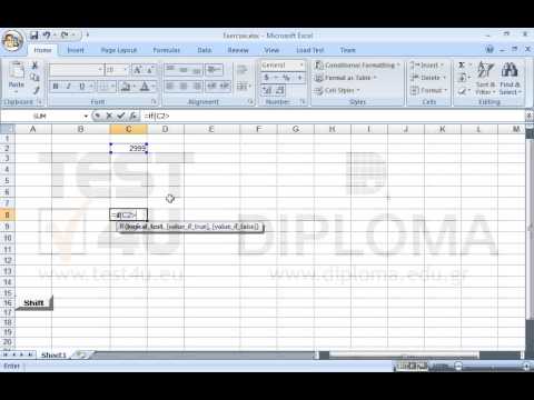 Use the appropriate function in the cell C8 to display the value 198, if the cell C2 value is higher than or equal to 3000. Otherwise, the function returns the value 0.198. Use the appropriate function in the cell C8 to display the value 198, if the cell C2 value is higher than or equal to 3000. Otherwise, the function returns the value 0.198.