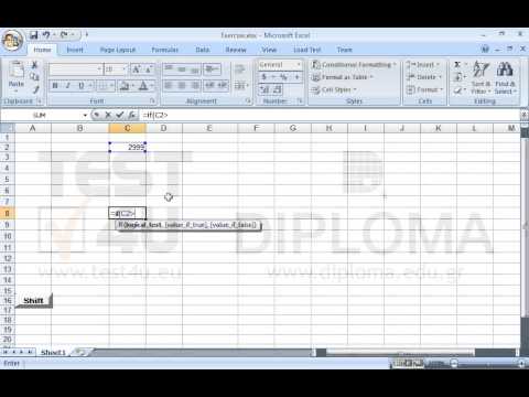 Use the appropriate function in the cell C8 to display the value 198, if the cell C2 value is higher than or equal to 3000. Otherwise, the function returns the value 0.198.