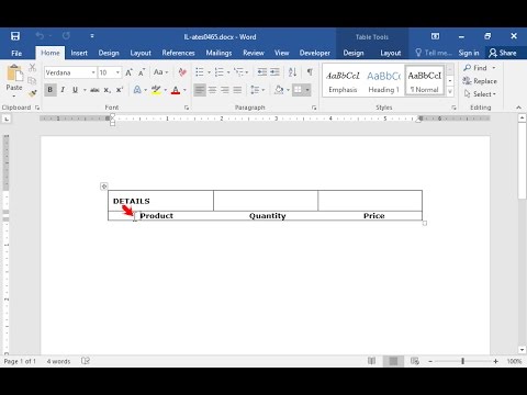 Split the cell of the second line in three columns and one row. Split the cell of the second line in three columns and one row.