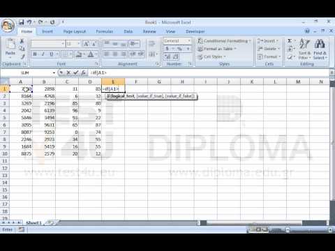 Insert the appropriate function in the cell E1, so that if the value in the cell A1 is higher than the value in the cell B1, the function will return the value of the cell C1; otherwise the function will return the value of the cell D1. Reproduce this function up to the cell E10.