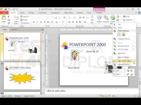 Adjust the size of the graphic (photograph) which appears on the slide titled POWERPOINT 2000 up to 70% of its original size. Adjust the size of the graphic (photograph) which appears on the slide titled POWERPOINT 2000 up to 70% of its original size.