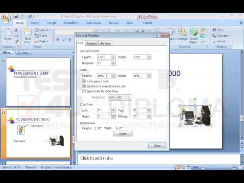 Adjust the size of the graphic (photograph) which appears on the slide titled POWERPOINT 2000 up to 70% of its original size. Adjust the size of the graphic (photograph) which appears on the slide titled POWERPOINT 2000 up to 70% of its original size.