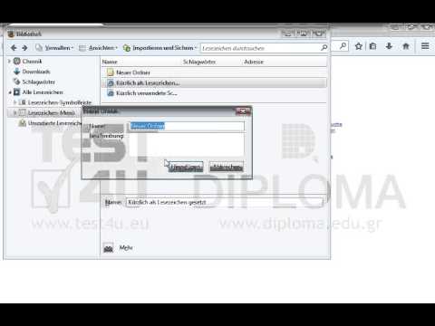 Erstellen Sie einen neuen Ordner in den Favoriten (Lesezeichen-Menü) mit dem Namen myTEST4UFolder