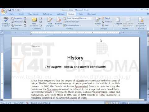 Use track changes to accept all changes performed on the text. 
Then replace the word Greece with the word Hellas in the paragraph which begins with the text It has been suggested.... 
Make sure only this change is visible in the document.