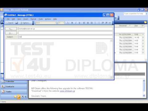 Create a new email message setting the kostas@myserver.gr email address as the recipient's address. Display the text Hello as subject, the text Hello World in the main body of the email and save it to the Drafts folder.