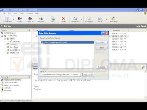 Save the file attached to the message with subject Infolearn Secretary appearing in your Inbox, to the TEST4UFolder folder on your desktop using the same name.