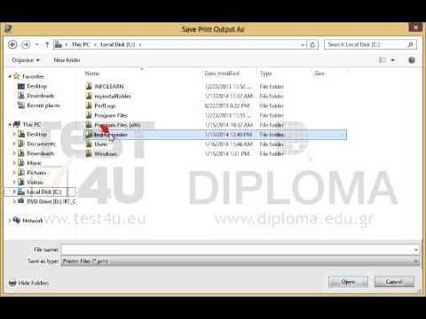 Print the ForPrint.txt file stored in the TEST4UFolder folder using the default printer to the 
C:\test4u_printer\myprint4.prn file.