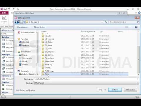 Exportieren Sie die Abfrage FotoGrößePfad im xml-Format im Ordner IL-ates\Word auf dem Desktop unter dem Namen Fotos.xml. 