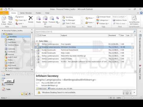 Copy the email with the subject Infolearn Secretary located in your Inbox to the Secretary subfolder. Copy the email with the subject Infolearn Secretary located in your Inbox to the Secretary subfolder.