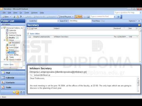 Move the Secretary subfolder from your Inbox into the Sent Items folder. Move the Secretary subfolder from your Inbox into the Sent Items folder.