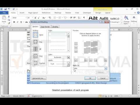 Navigate to the table of the first page of the current document and remove all borders. Then apply single outside border of 6pt width.